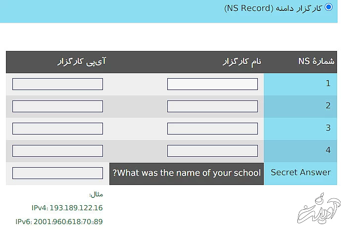 ایجاد DNS اختصاصی برای دامنه ملی